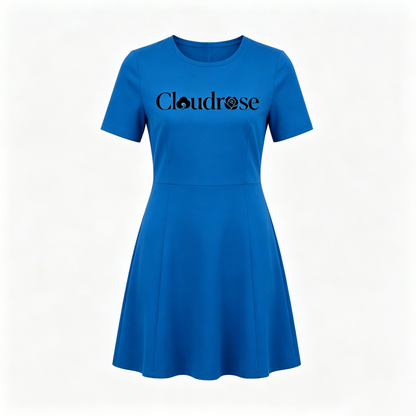 【Cloudrose Bright Blue Fit-and-Flare Dress】—— Versatile & Polished Everyday Essential