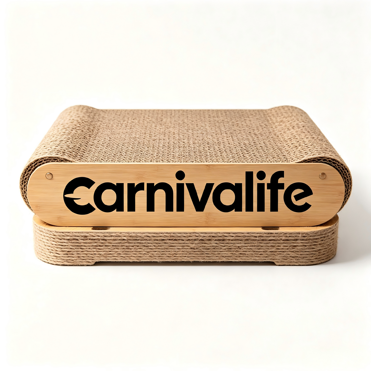Carnivalife Cat Scratching Pad, Durable Corrugated Cardboard Cat Scratcher with Bamboo Frame, 2-in-1 Scratcher & Lounge Bed for Indoor Cats, Protect Furniture & Satisfy Natural Scratching Instincts