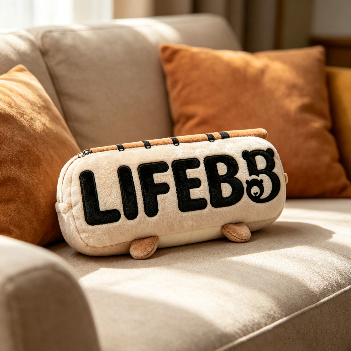 LIFEBB Cute Bear Rectangle Plush toys, Soft Fluffy Stuffed Animal Throw Cushion, Kawaii Bear Decor Plush Toy for Bedroom Sofa, Gift for Kids Adults