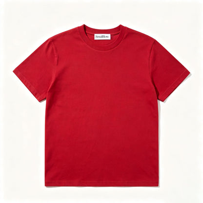 Smallflow Men's Short Sleeve Crew Neck T-Shirt, Solid Red Basic Casual Tee, Soft Breathable Cotton T Shirt for Daily Wear Outdoor Activities