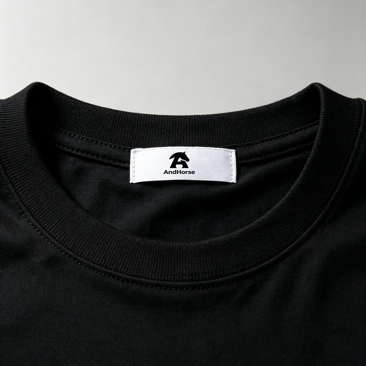 AndHorse Solid Black Crop T‑Shirt, Classic Crew Neck Casual Short Sleeve Top