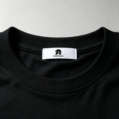 AndHorse Solid Black Crop T‑Shirt, Classic Crew Neck Casual Short Sleeve Top