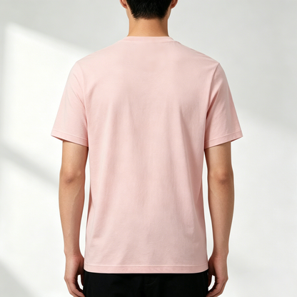 Tellow Men’s Light Pink Crew Neck Short Sleeve T-Shirt, 100% Soft Cotton Loose Fit Basic Graphic Tee, Casual Summer Streetwear Daily Top for Guys