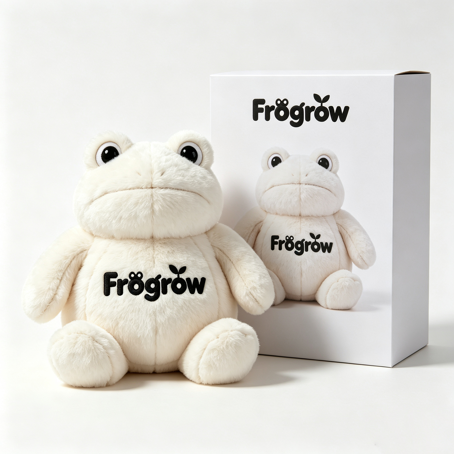 Frogrow Cute White Frog Stuffed Animal Plush Toy Soft‑Touch Frog Plushie Decorative Throw Pillow, Great Gift for Kids Adults