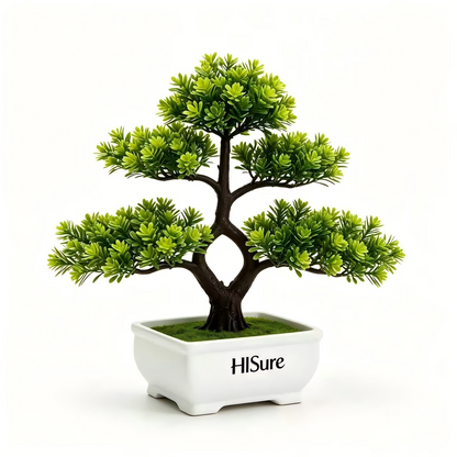 HISure Artificial Bonsai Tree, Fake Pine Bonsai, Zen Greenery Decoration for Home Office Desk