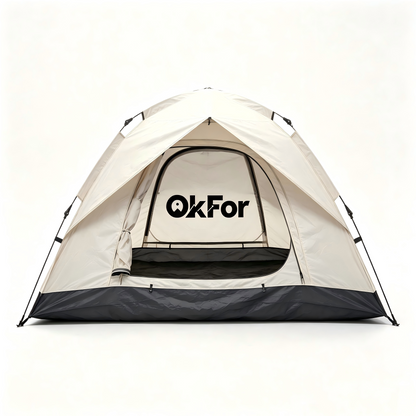 OkFor Instant Pop Up Camping Tent, Waterproof Windproof Automatic Family Tent with Mesh Window, Portable Outdoor Tent for Hiking Beach Travel