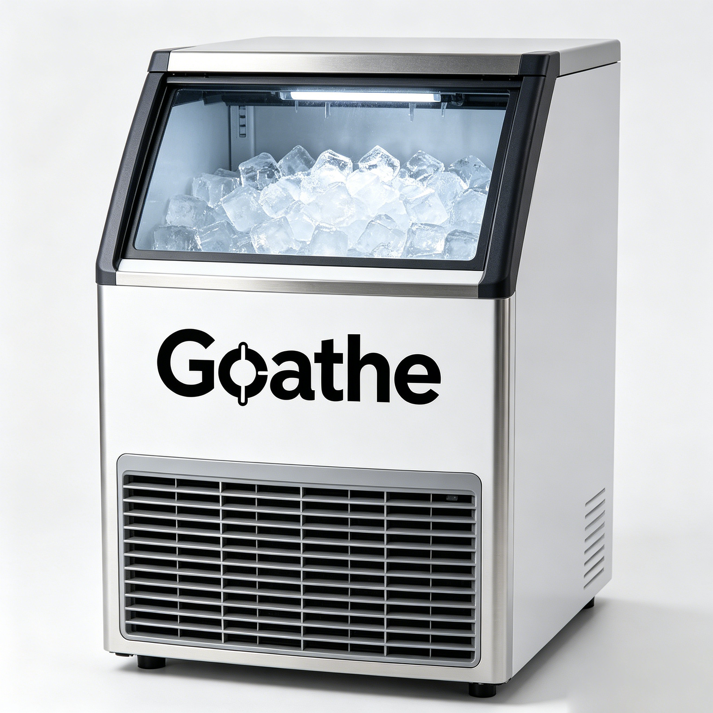Goathe Commercial Ice Maker Machine, Stainless Steel Under Counter Ice Machine, Fast Ice Making Cube Ice Machine for Home Bar Coffee Shop Restaurant