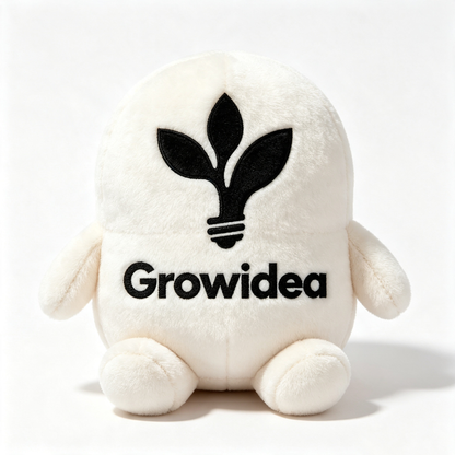 Growidea Round‑Shaped White Plush Stuffed Toy, Cute Squishy Sitting Character Plush Doll For Home Decor & Gift‑Giving
