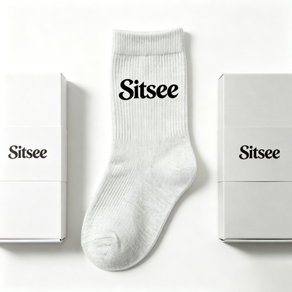 Sitsee Men’s Light Heather Gray Ribbed Crew Socks 5 Pairs Gift Box Pack, Soft Breathable Cotton Mid Calf Socks, Stretch Non-Slip Casual Athletic Daily Work Socks
