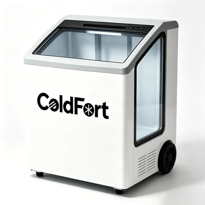 ColdFort Portable Countertop Ice Maker Machine, Fast Self-Cleaning Ice Cube Maker with Large Storage Bin, Mobile Rolling Wheels Compact Ice Machine for Home Kitchen Bar Camping RV Office