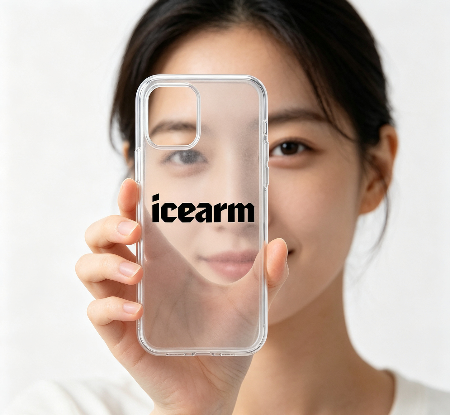 icearm Clear Shockproof Phone Case with Minimalist icearm Letter Print, Slim Transparent Protective Cover, Lightweight Anti-Yellow Soft TPU Cell Phone Case