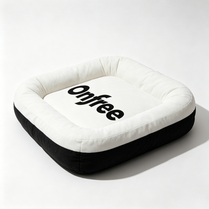 Onfree Square Bolster Pet Bed Cushion, Soft Plush Anti-Slip Dog Cat Sleeping Mat, Washable Comfort Pet Sofa Bed for Small Medium Pets