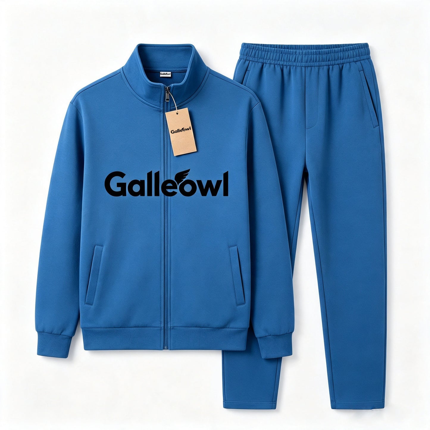 Galleowl Tracksuits Set, Stand Collar Full Zip Fleece Jacket & Jogger Pants, Soft Athletic Casual Sweatsuit for Gym Daily Loungewear