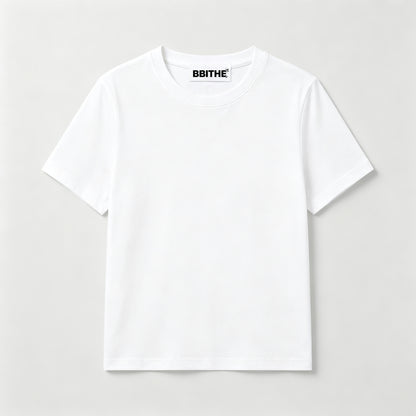 BBITHE Basic Crew Neck Short Sleeve T-Shirt, Solid White Casual Plain Tee, Soft Breathable Slim Fit Everyday Top, Minimalist Short Sleeve Shirt for Daily Street & Layered Outfits