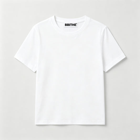 BBITHE Basic Crew Neck Short Sleeve T-Shirt, Solid White Casual Plain Tee, Soft Breathable Slim Fit Everyday Top, Minimalist Short Sleeve Shirt for Daily Street & Layered Outfits