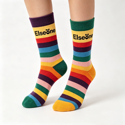 【Elseone Rainbow Striped Crew Socks】—— Colorful Comfort for Every Day