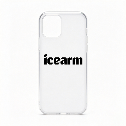 icearm Clear Shockproof Phone Case with Minimalist icearm Letter Print, Slim Transparent Protective Cover, Lightweight Anti-Yellow Soft TPU Cell Phone Case