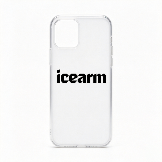 icearm Clear Shockproof Phone Case with Minimalist icearm Letter Print, Slim Transparent Protective Cover, Lightweight Anti-Yellow Soft TPU Cell Phone Case