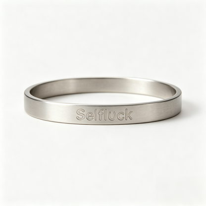 Selfluck Minimalist Silver Brushed Stainless Steel Bangle Bracelet, Waterproof Tarnish Resistant Solid Metal Wrist Cuff, Hypoallergenic Stackable Daily Jewelry Gift for Women & Men