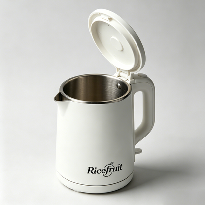 Ricefruit Electric Water Kettle, Double Wall Insulated Stainless Steel Interior Hot Water Boiler, Auto Shut Off & Boil Dry Protection Electric Tea Kettle for Home Kitchen Office Dorm