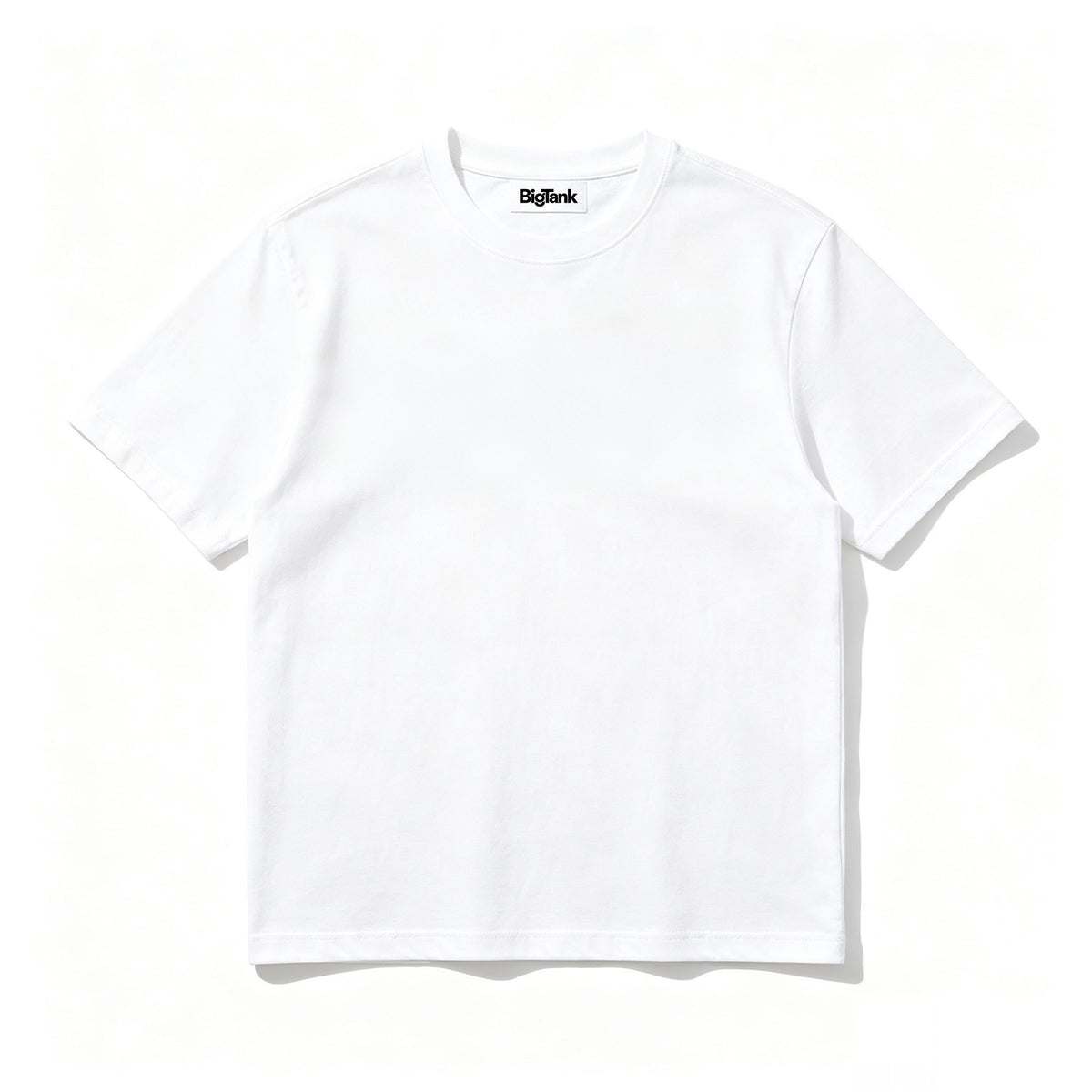 BigTank Crew Neck Short-Sleeve T-Shirt, Classic Solid White Casual Basic Tee for Men Daily Outfit
