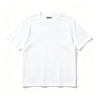 BigTank Crew Neck Short-Sleeve T-Shirt, Classic Solid White Casual Basic Tee for Men Daily Outfit