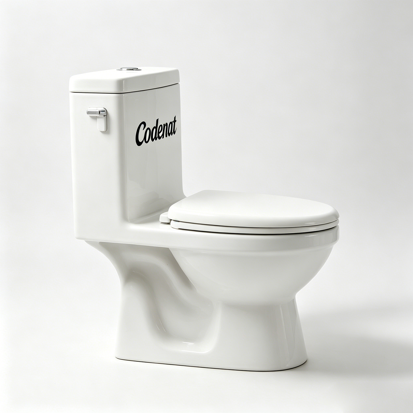 Codenat One Piece Elongated Toilet Bowl, High Efficiency Water Saving Single Flush Ceramic Toilet, Comfort Height Soft Close Seat Bathroom Toilet for Home Remodel Apartment
