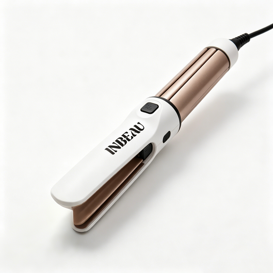 INBEAU 2-in-1 Curling Iron & Hair Straightener, Ceramic Tourmaline Plates, Adjustable Temperature, Anti-Scald Dual Voltage Flat Iron for All Hair Types, Fast Heating Professional Salon Tool