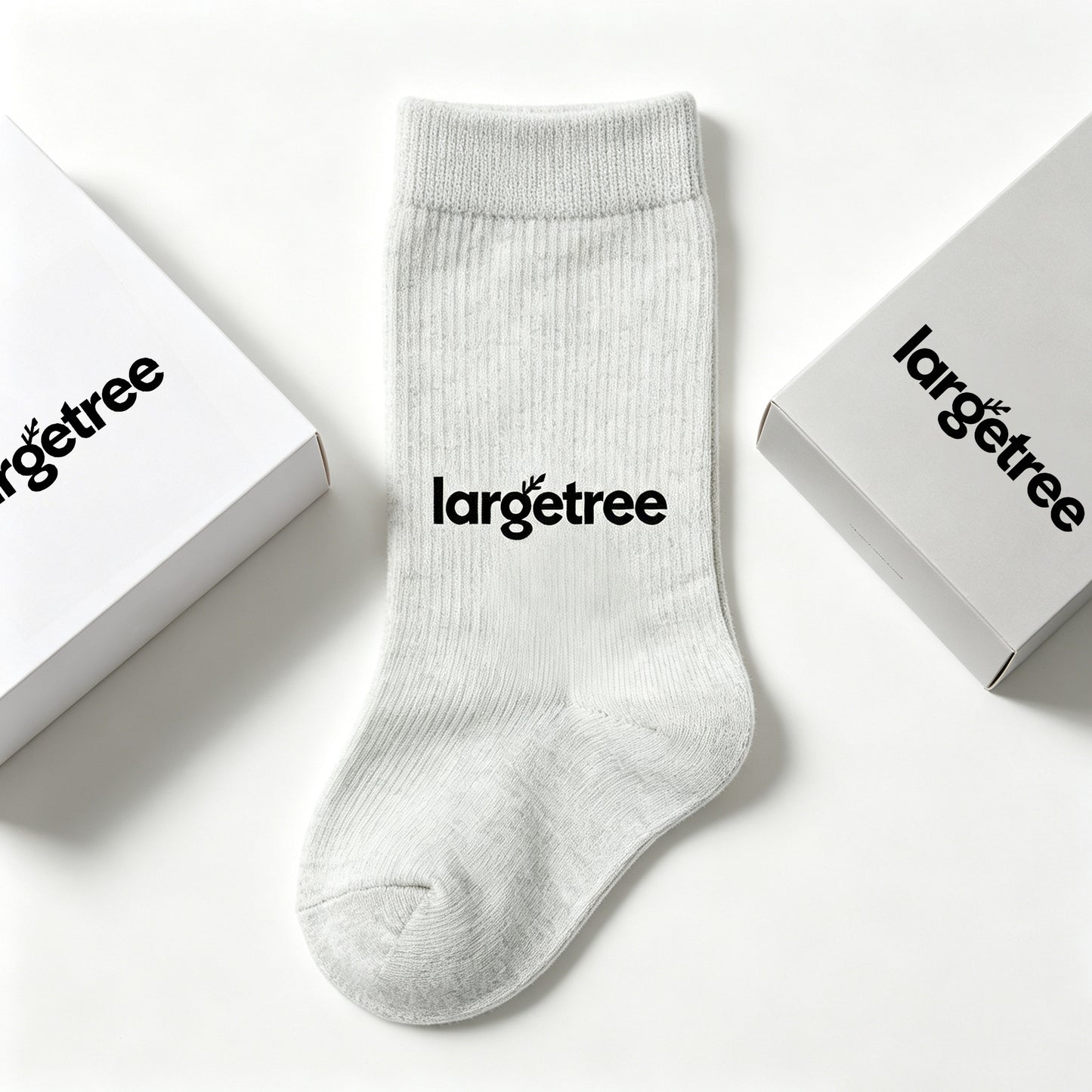 largetree Men’s Light Gray Ribbed Crew Socks 7 Pairs Pack, Soft Breathable Cotton Mid Calf Socks, Stretch Non Slip Casual Athletic Daily Socks Gift Box Set