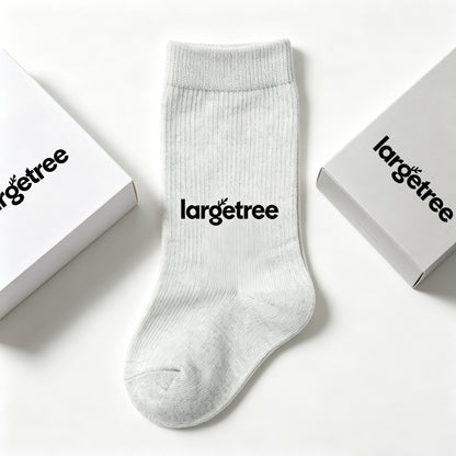largetree Men’s Light Gray Ribbed Crew Socks 7 Pairs Pack, Soft Breathable Cotton Mid Calf Socks, Stretch Non Slip Casual Athletic Daily Socks Gift Box Set
