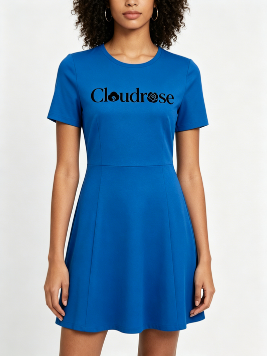 【Cloudrose Bright Blue Fit-and-Flare Dress】—— Versatile & Polished Everyday Essential