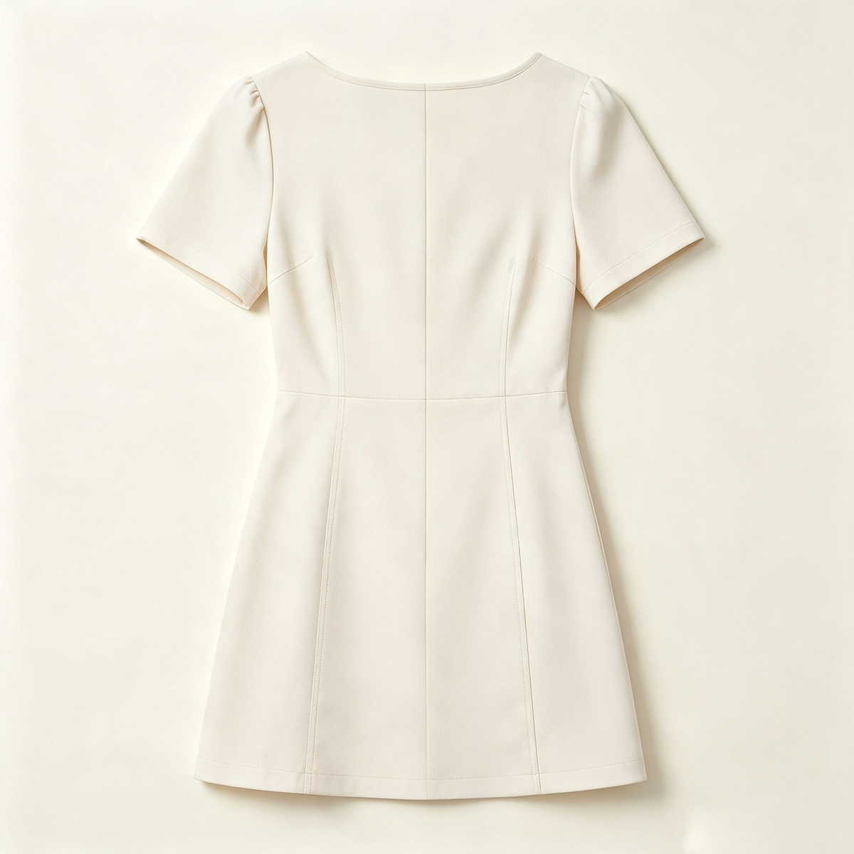 Towerose Square Neck Short‑Puff Sleeve Mini Dress, Elegant Solid Cream‑White Bodycon Short Dress, Casual Business Party Slim‑Fit A‑Line Dresses For Women