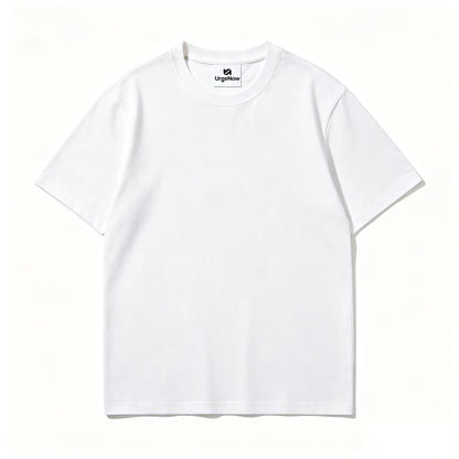 UrgeNow Crew Neck Short-Sleeve T-Shirt, 100% Cotton Solid White Casual Tee for Men Daily Wear