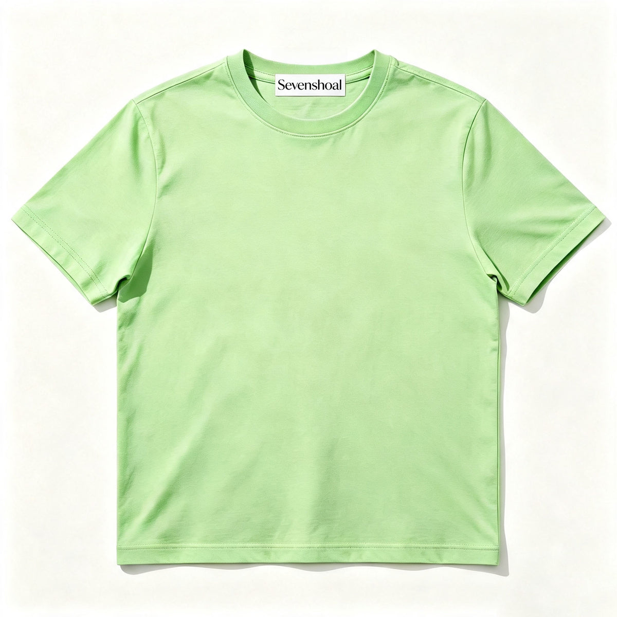 Sevenshoal Solid Apple Green Crew Neck Short Sleeve T‑Shirt, Soft Breathable Cotton‑Blend Unisex Casual Everyday Tee