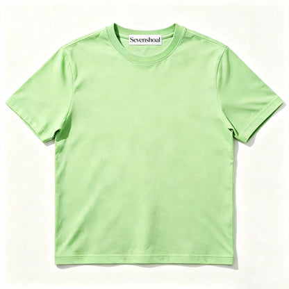 Sevenshoal Solid Apple Green Crew Neck Short Sleeve T‑Shirt, Soft Breathable Cotton‑Blend Unisex Casual Everyday Tee