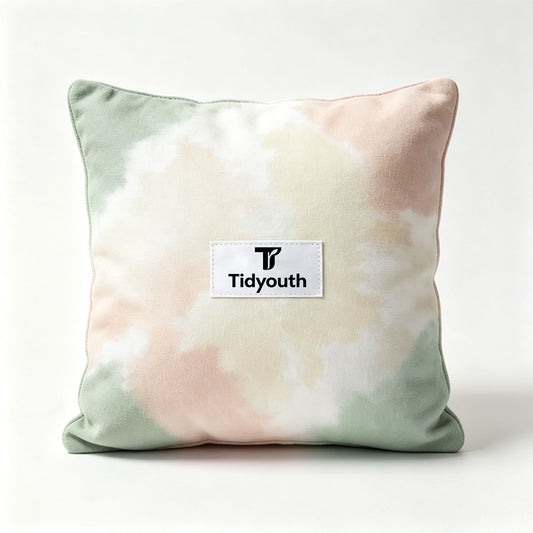 Tidyouth Decorative Throw Pillow, Soft Pastel Tie-dye Square Accent Pillow, Plush Cushion for Sofa, Couch, Bedroom, Living Room Home Decor