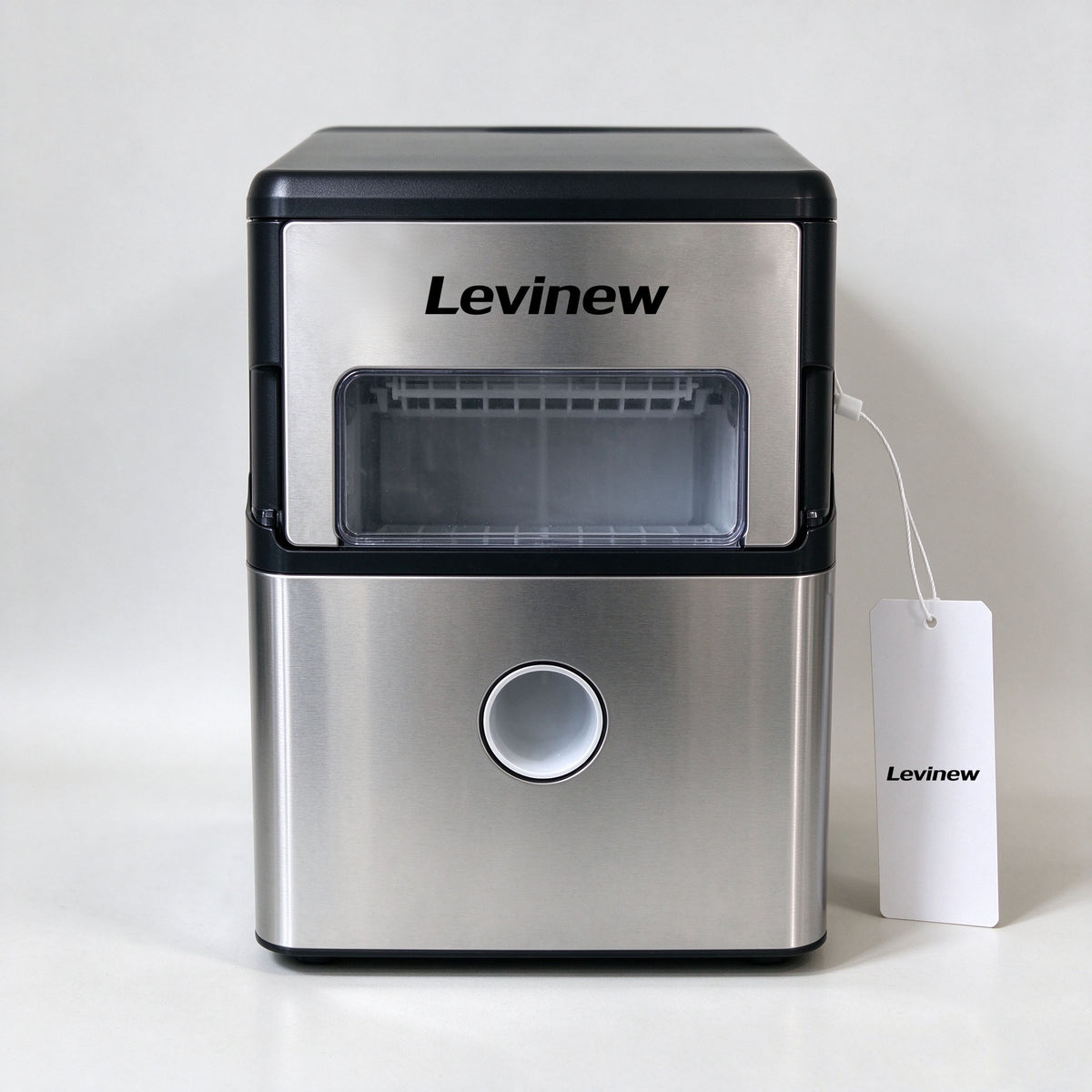 Levinew Countertop Ice Maker, Compact Stainless Steel Ice Machine for Home, Fast Ice Production for Party and Daily Drink Use