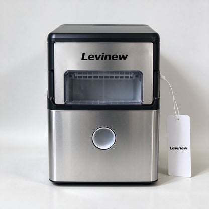 Levinew Countertop Ice Maker, Compact Stainless Steel Ice Machine for Home, Fast Ice Production for Party and Daily Drink Use