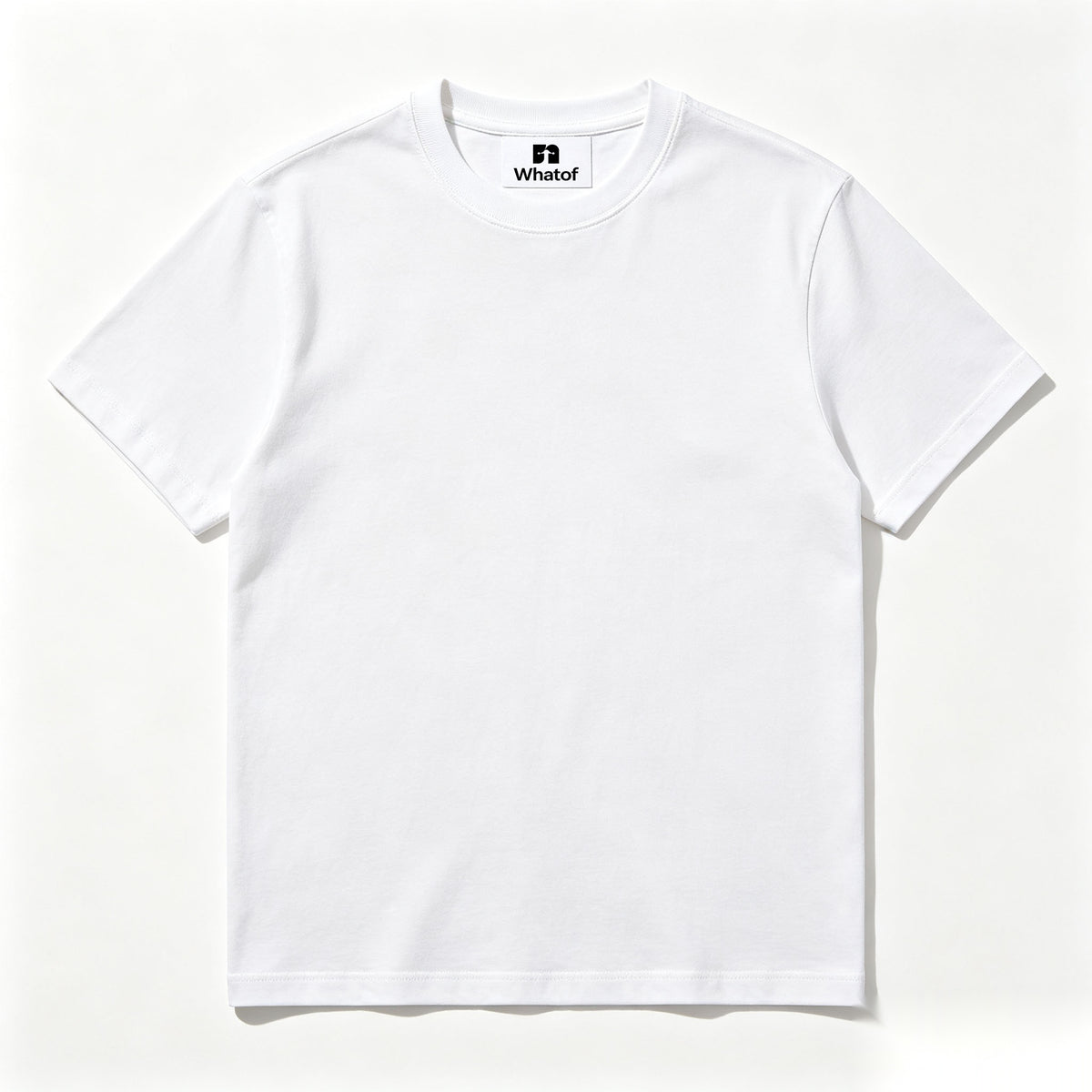 Whatof Crew Neck Short-Sleeve T-Shirt, Premium Cotton Solid White Everyday Tee for Men