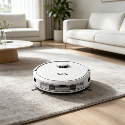 Tellife Robot Vacuum Cleaner, Smart Navigation Automatic Robotic Sweeper, Powerful Suction Self-Charging Robot Vacuum for Hardwood Floors Carpet Pet Hair