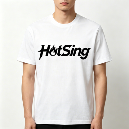 HotSing Men’s Crew Neck Short Sleeve T-Shirt, Premium Soft Combed Cotton Loose Fit Basic Tee, Flame Detail Streetwear Breathable Casual Top for Workout Daily Outfit