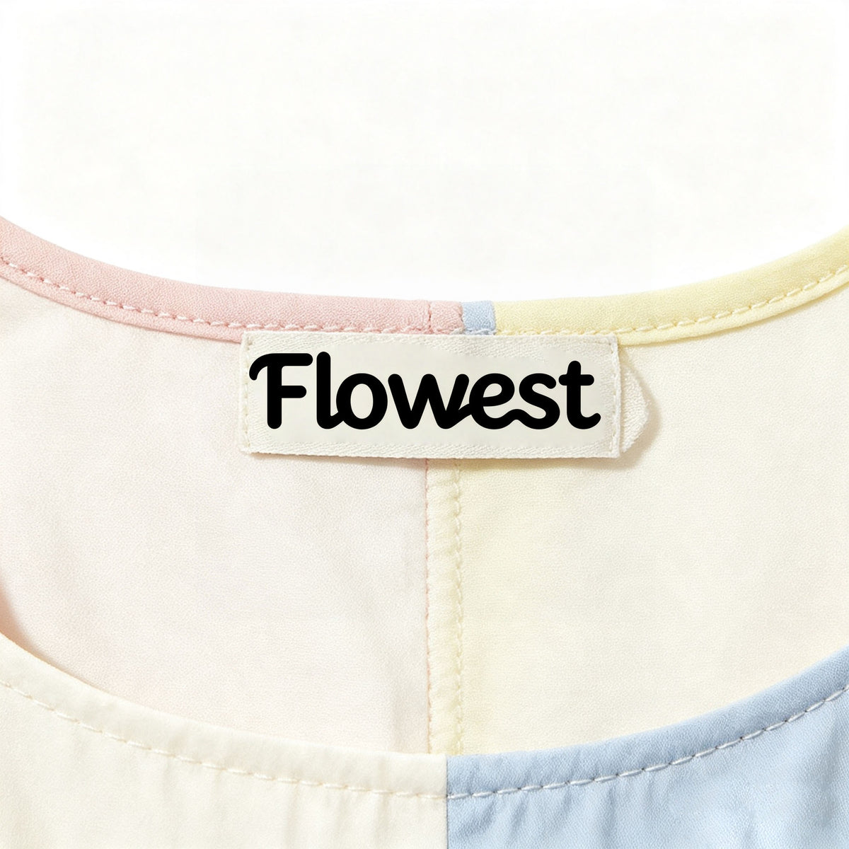 Flowest Girls Short‑Sleeve Color Block Midi Dress, Square Neck Elastic Waist Casual Summer A‑Line Dress