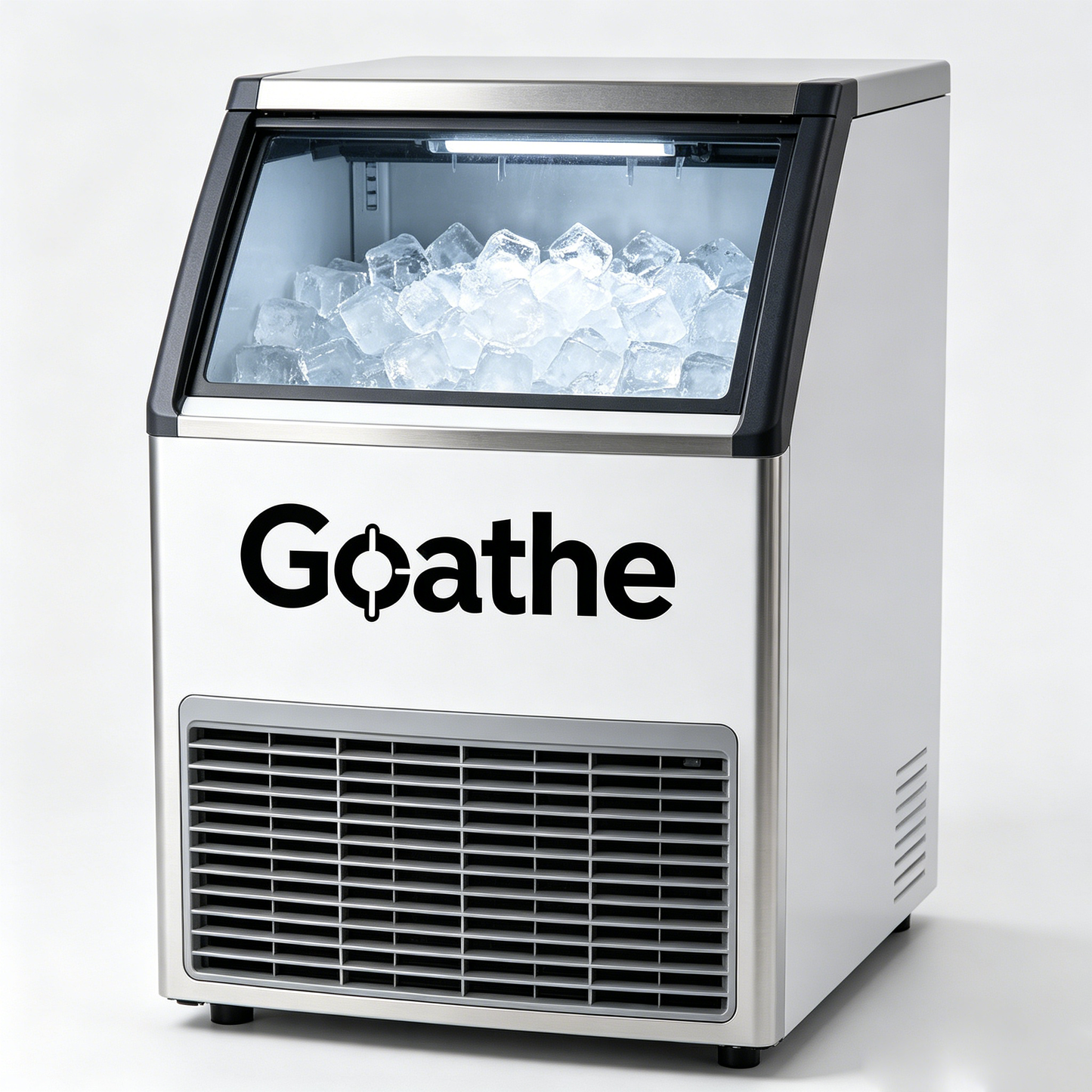 Goathe Commercial Ice Maker Machine, Stainless Steel Under Counter Ice Machine, Fast Ice Making Cube Ice Machine for Home Bar Coffee Shop Restaurant