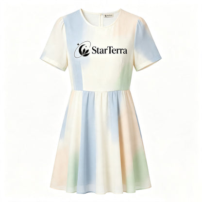 StarTerra Women Casual Short Sleeve Flowy A‑Line Dress, Lightweight Swing Mini Dress for Daily Wear