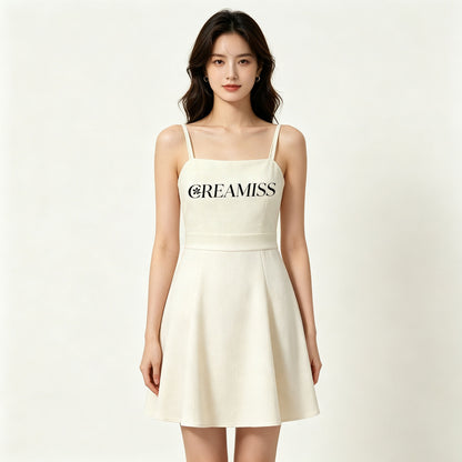 CREAMISS Sleeveless Adjustable Spaghetti Strap Mini Dress, High Waist Flare A-Line Short Sundress for Women Casual Party