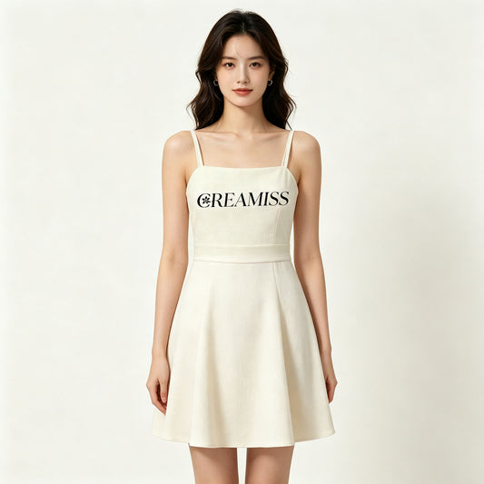 CREAMISS Sleeveless Adjustable Spaghetti Strap Mini Dress, High Waist Flare A-Line Short Sundress for Women Casual Party