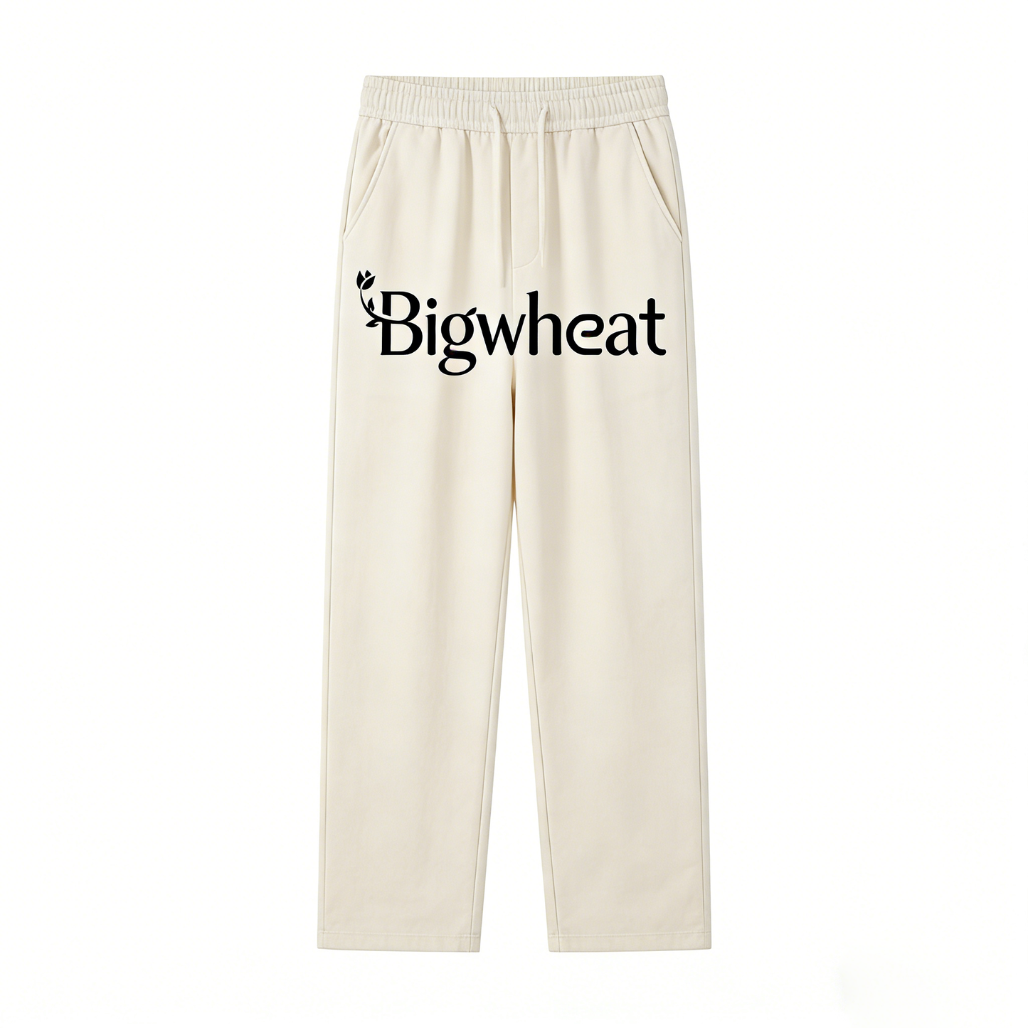 Bigwheat Casual Sweatpants, Relaxed Fit Drawstring Waist Joggers, Soft Breathable Cotton Blend Lounge Pants for Daily Wear, Street Style & Office Casual