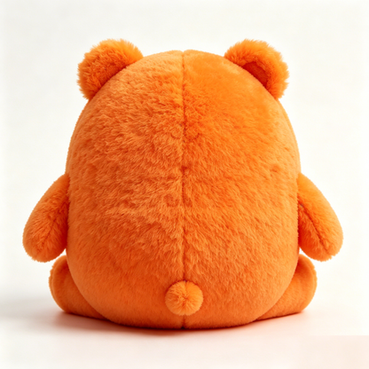 Hexland Round Orange Fluffy Bear Stuffed Animal, Soft Squishy Plush Bear Toy, Cute Huggable Companion Pillow for Kids & Adults, Home Decor & Gift