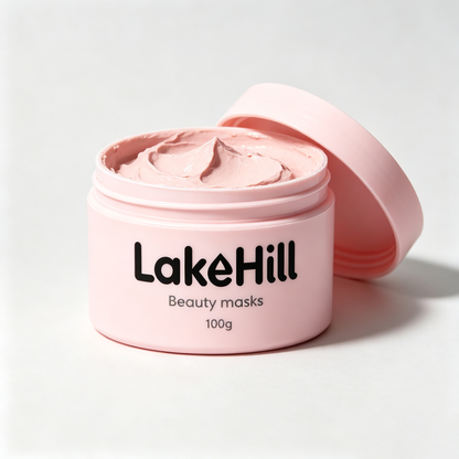 LakeHill Pink Clay Beauty Mask Hydrating Brightening Facial Mask, Pore Cleansing Anti-Aging Smoothing Mask for Sensitive Dry Oily Combination Skin, At Home Spa Skincare Mask
