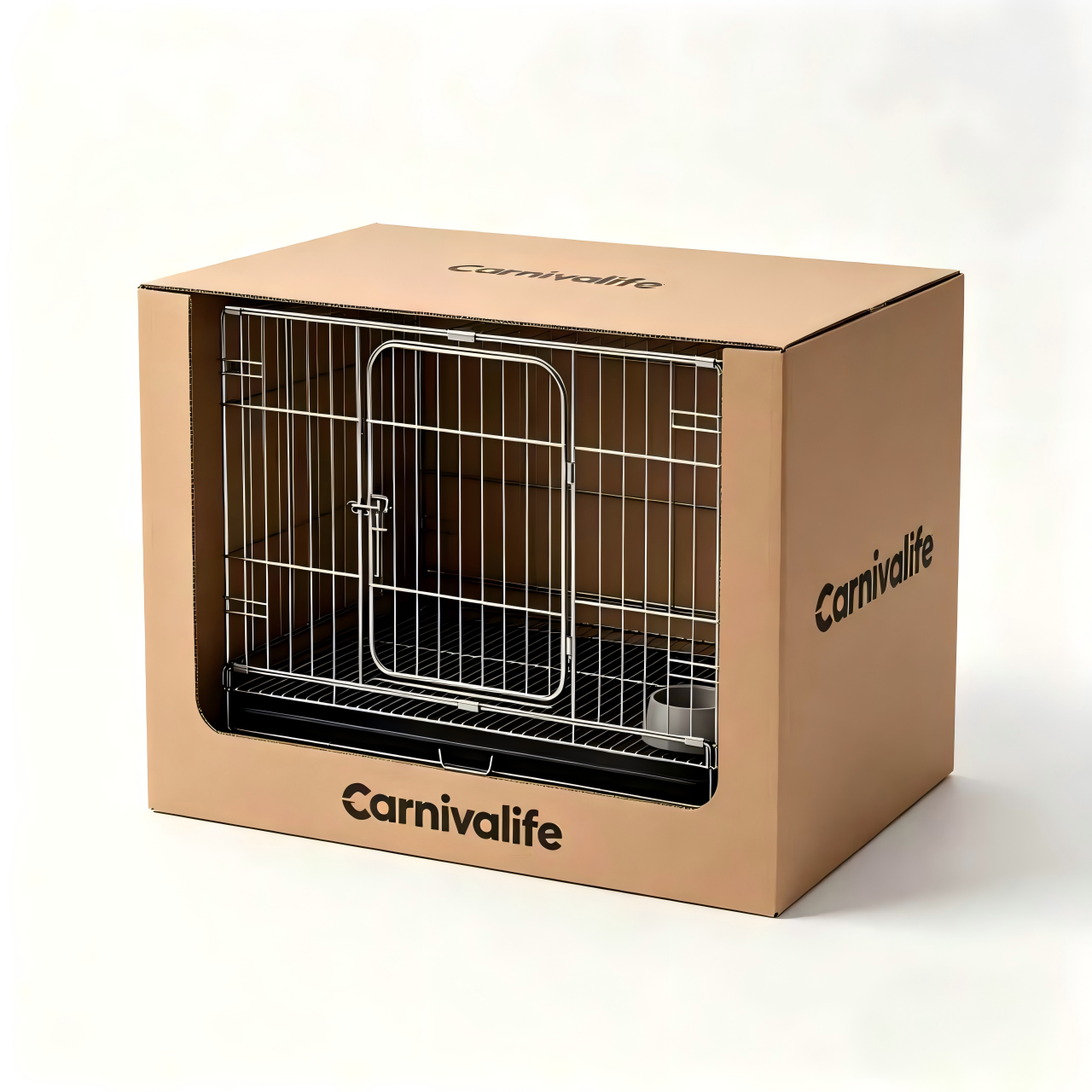 Carnivalife oldable Metal Dog Crate, Double-Door Pet Kennel with Removable Tray, Secure Lock & Heavy-Duty Wire Cage for Small/Medium Dogs, Indoor & Outdoor Use